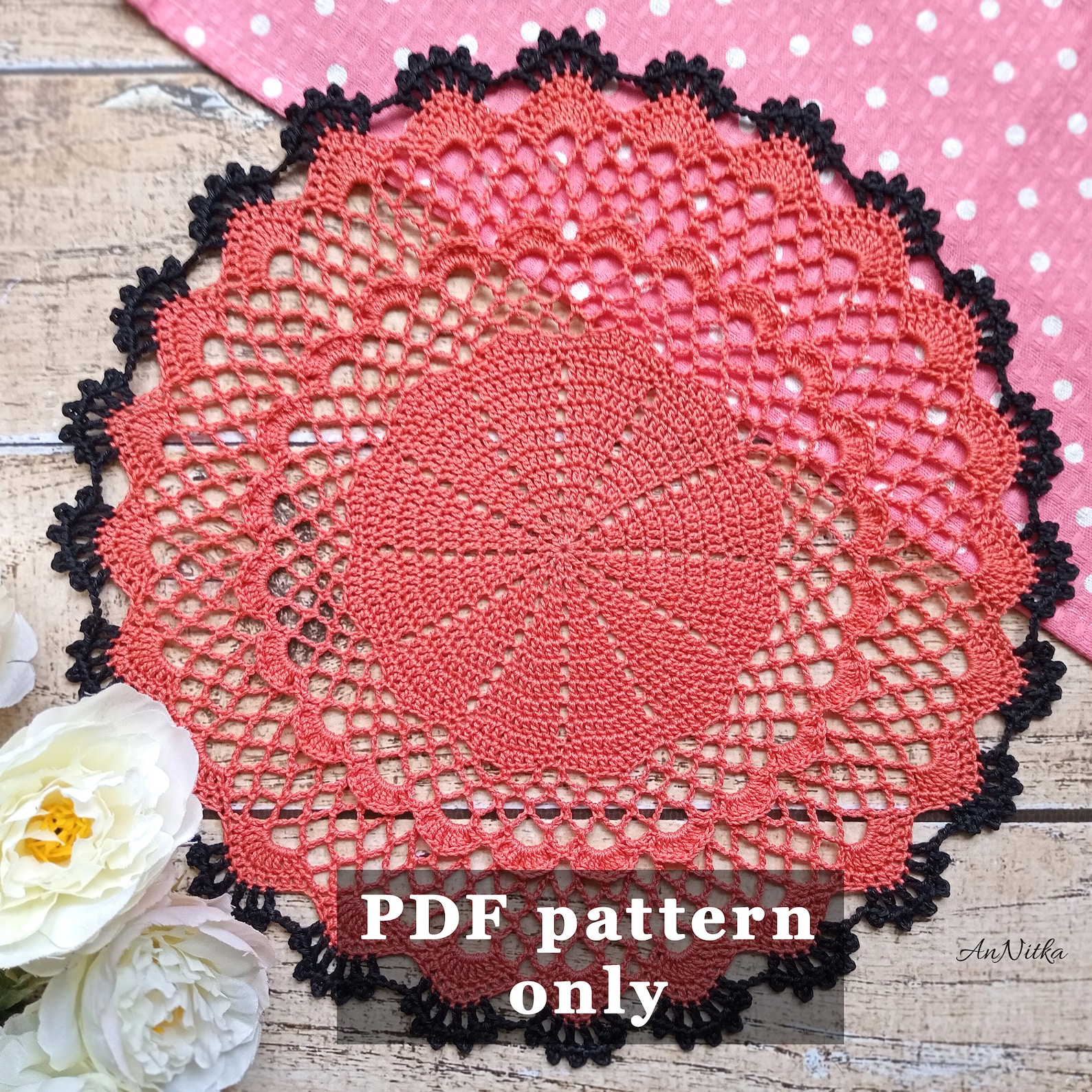 Crochet pattern for Halloween pumpkin doily Instant download - Etsy España