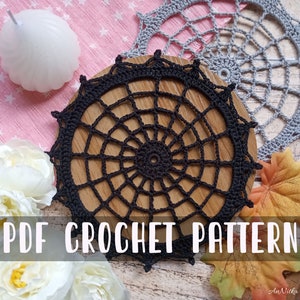 Crochet pattern for Spiderweb Halloween doily, Instant download pdf crochet doily DIY English version