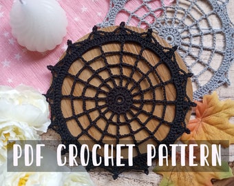 Crochet pattern for Spiderweb Halloween doily, Instant download pdf crochet doily DIY English version