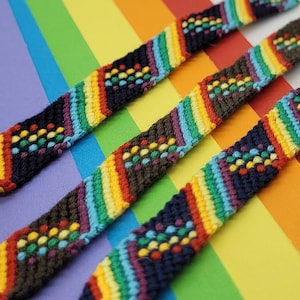 Rainbow Friendship Bracelet - Colourful Stripes Handmade Wristband - Cotton Bracelet Gift