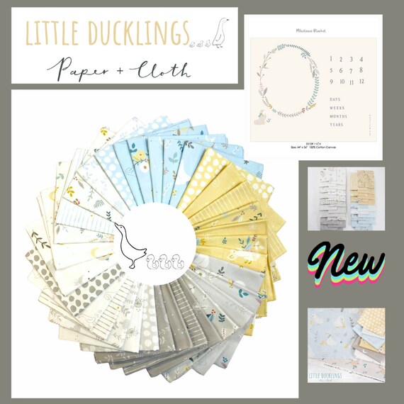 Little Ducklings Half Yard Bundle, Fat Quarter Bundle, Fat Eighth Bundle By Paper and Cloth For Moda Fabrics