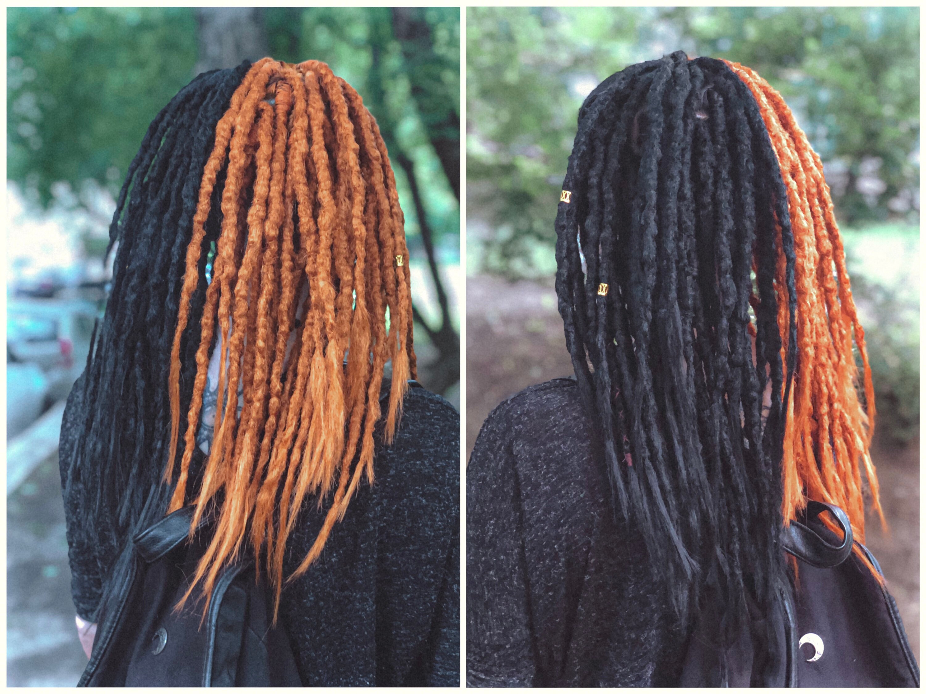 Orange and Black Double Staining Dreadlocks Boho Texture Etsy