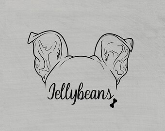 Dog ear outline DIGITAL, outline ear portrait, cricut svg, pet tattoo design, dog loss gift, cat drawing, line art custom, vinyl files SVG,