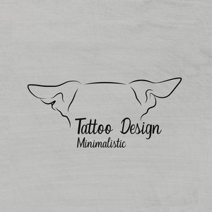 Puppy ear outline, cat ear drawing, dog ear SVG, tattoo design, pet line art, simple outline dog tattoo, memorial dog ear portrait, wall art