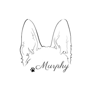 CUSTOM German shepherd ears, outline, dog ears lab, cat ear outline, line drawing DIGITAL, memorial gift png, simple dog tattoo, dog mom SVG