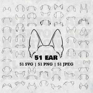 Dog ears, line drawing, dog svg, line drawings, PNG bundle, puppy ears, dog line drawing, gift for dog, doog rarroo svg, digital download