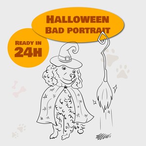 CUSTOM bad portrait, DIGITAL, halloween dog outline, ugly portrait, cheap dog gift, line art SVG, hand-drawn illustration, cat art print
