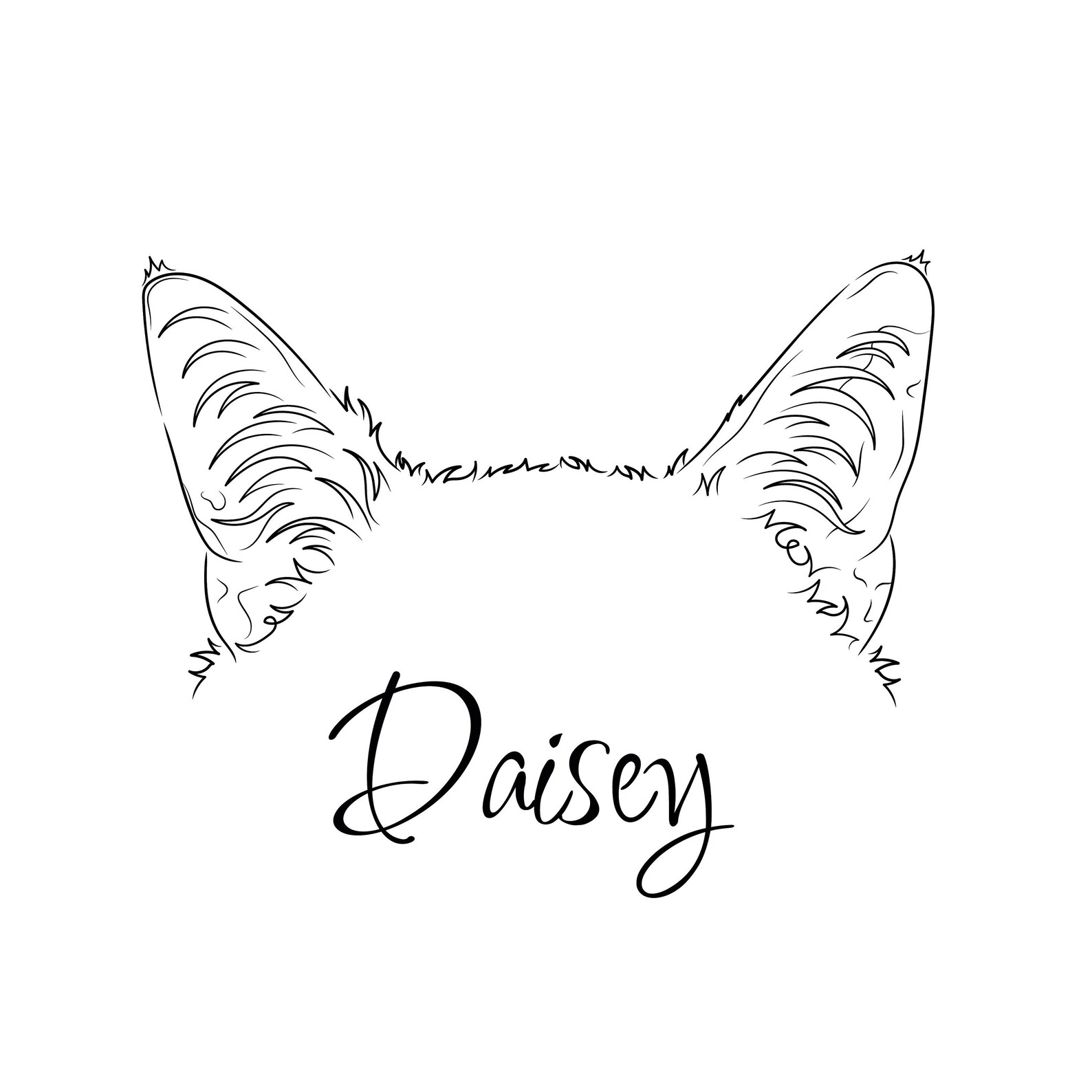 Cat Ear Outline Svg Custom Pet Tattoo Minimalist Etsy