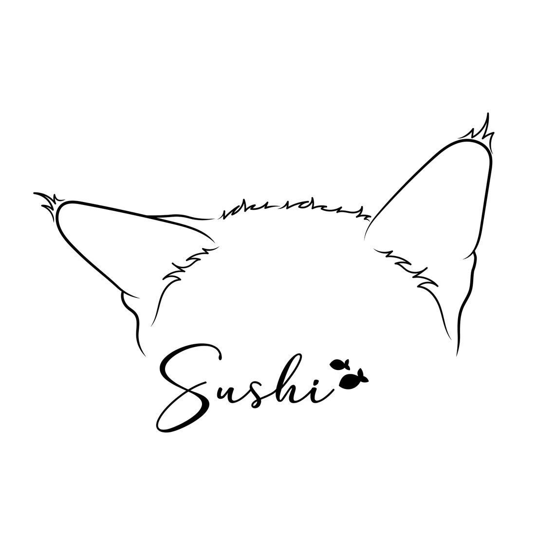 Cat Ears Outline Tattoo Cat Ears Drawing Cat Ears and Name Etsy