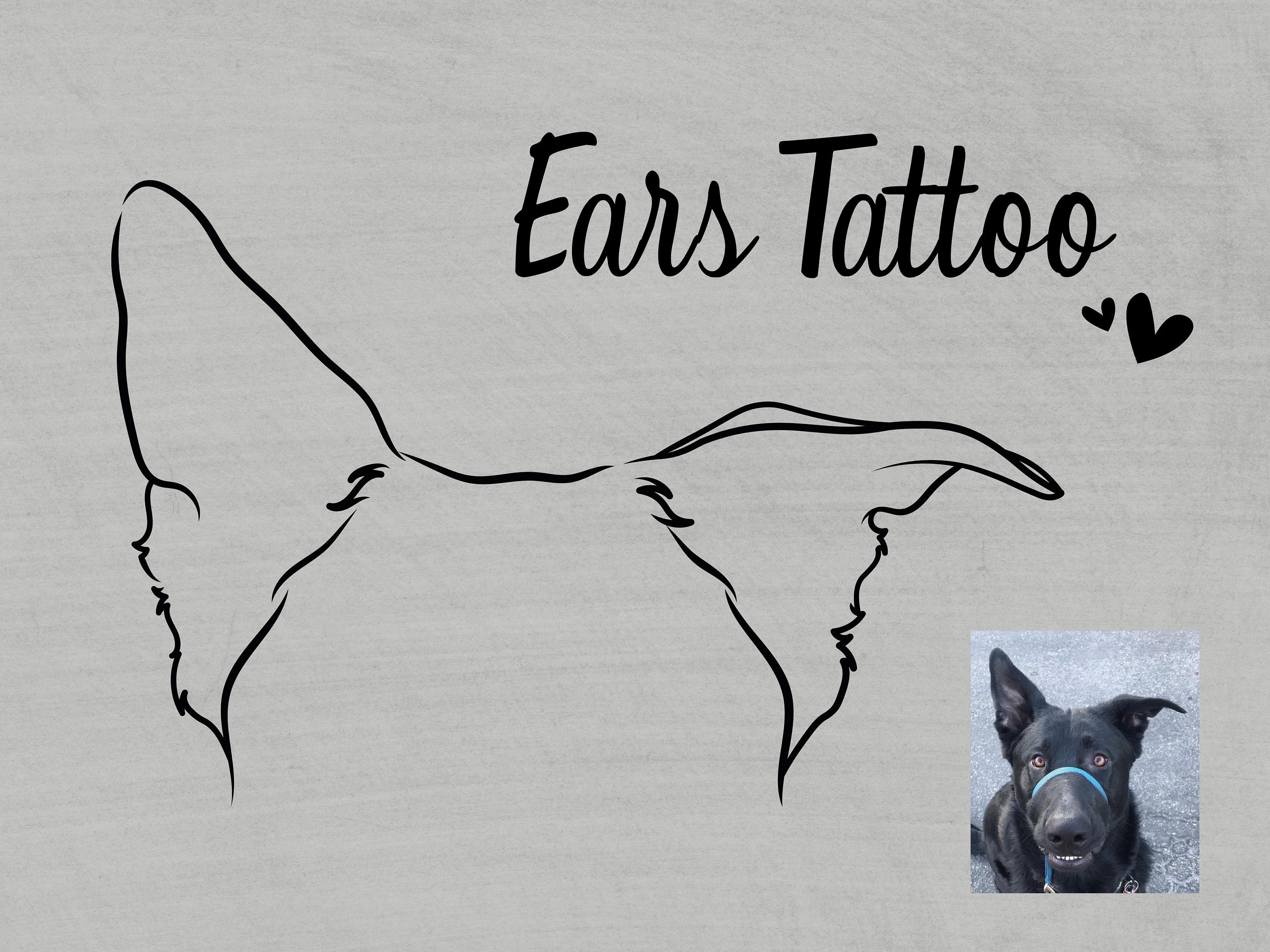 Custom Pet Ear Outline Pet Portrait Dog Ear Portrait Cat  Etsy  Dog  memorial tattoos Dog tattoos Cute tattoos