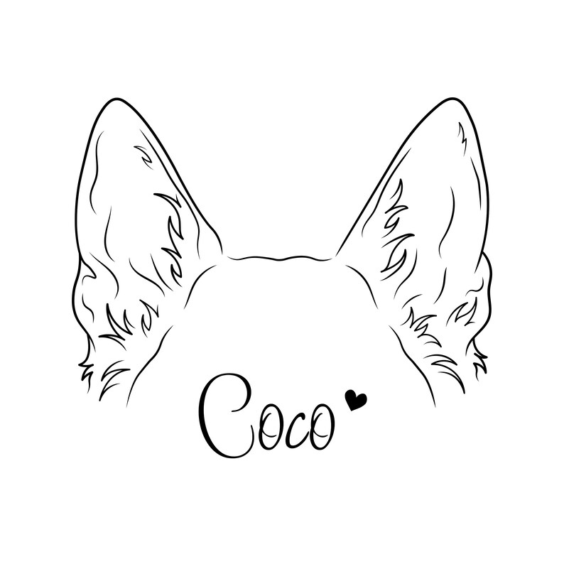 Cat Ear Outline Svg Custom Pet Tattoo Minimalist Etsy