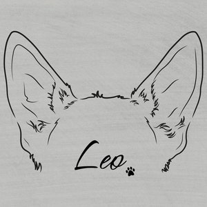 Pet ear OUTLINE, dog ear SVG, custom cat tattoo, puppy ears, dog head drawing, bespoke line art, dog small tattoo, from photo, ear portrait