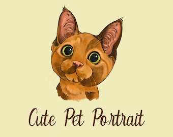 Cat face custom drawing from photo, dog cute portrait, pet cute portrait, pet portrait artist, dog pet photo painting, custom pet portrait.