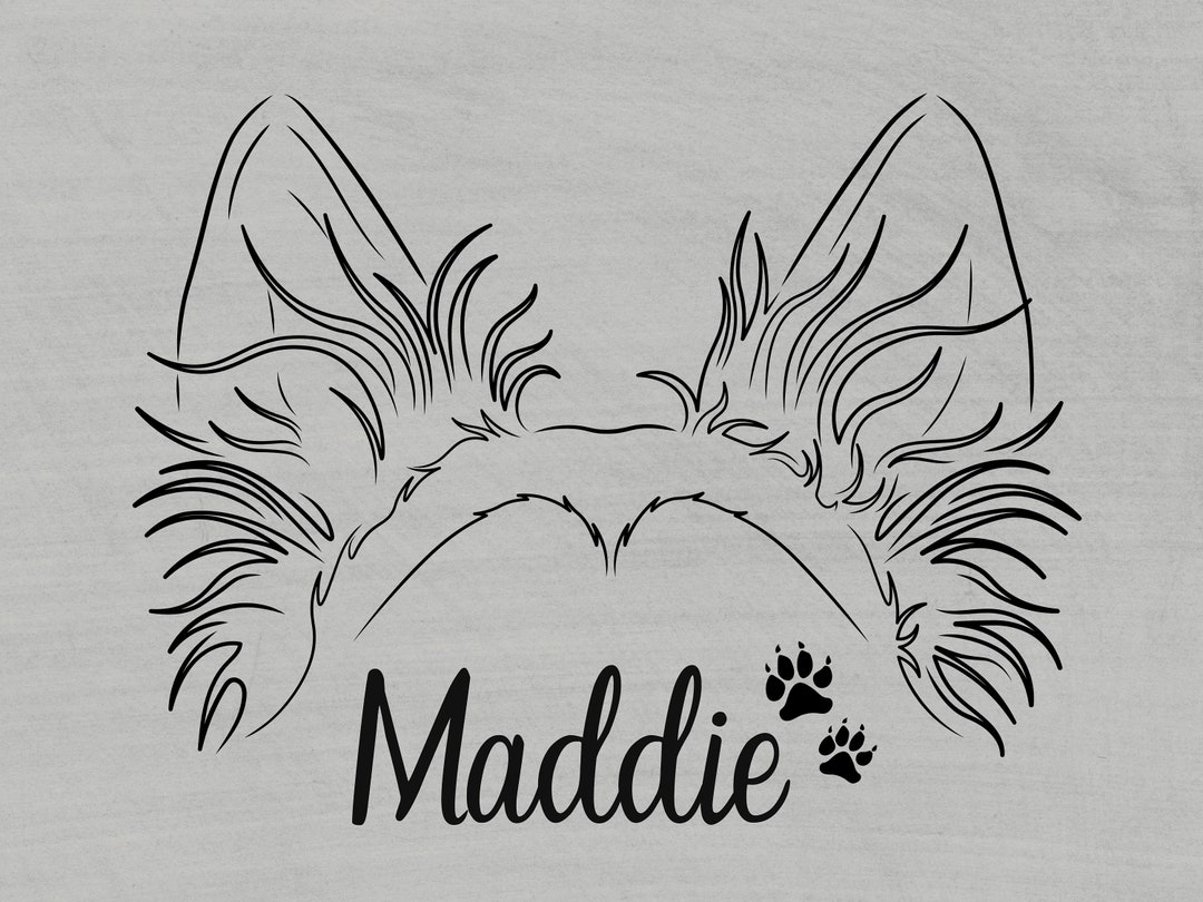 Dog TATTOO Design, Minimalist Tattoo, Puppy Ears, Dog Line Art Png, Cat Ear Outline Svg, Custom