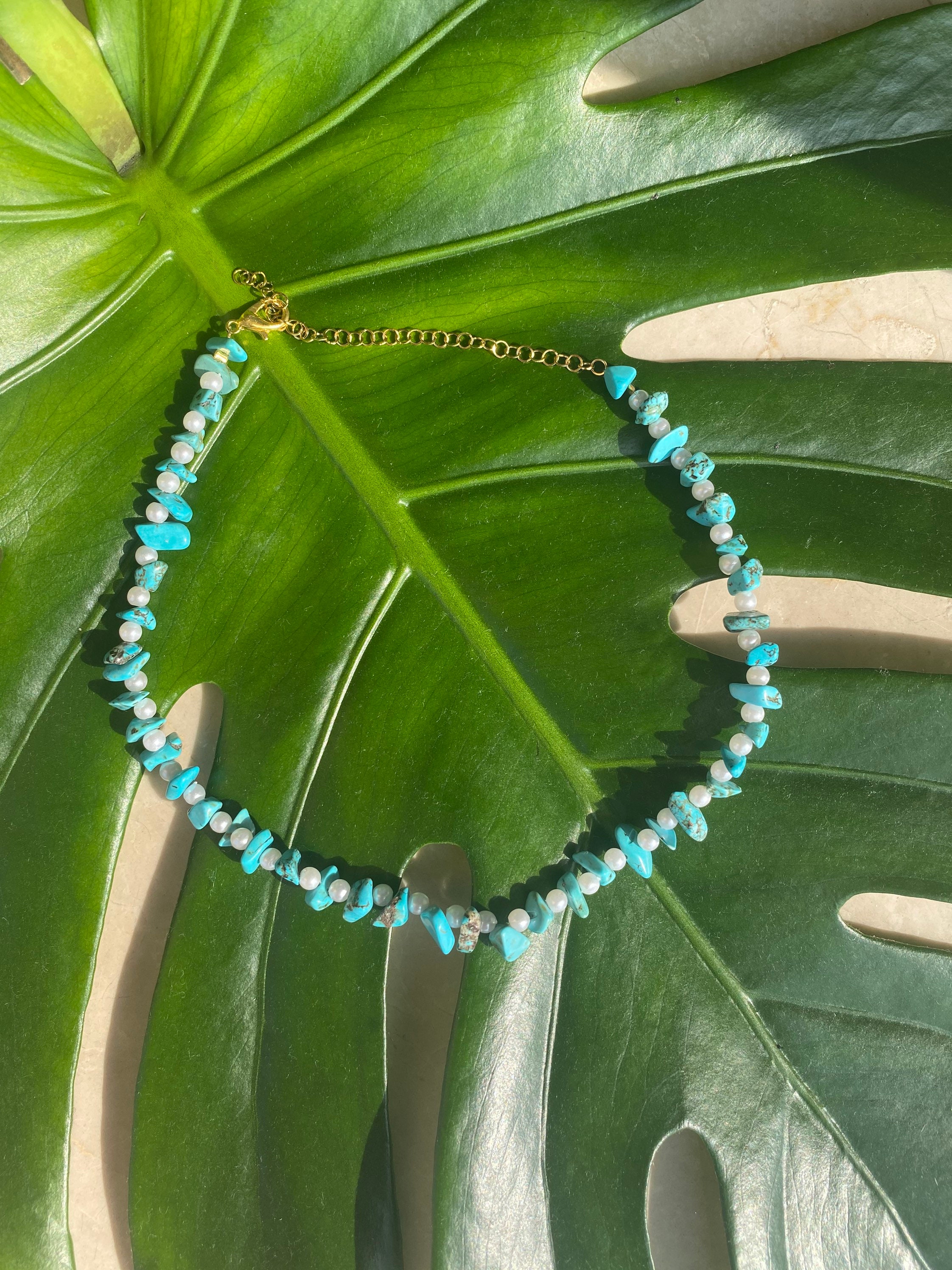 Crew Neck With Pearls and Blue Corals Etsy Denmark