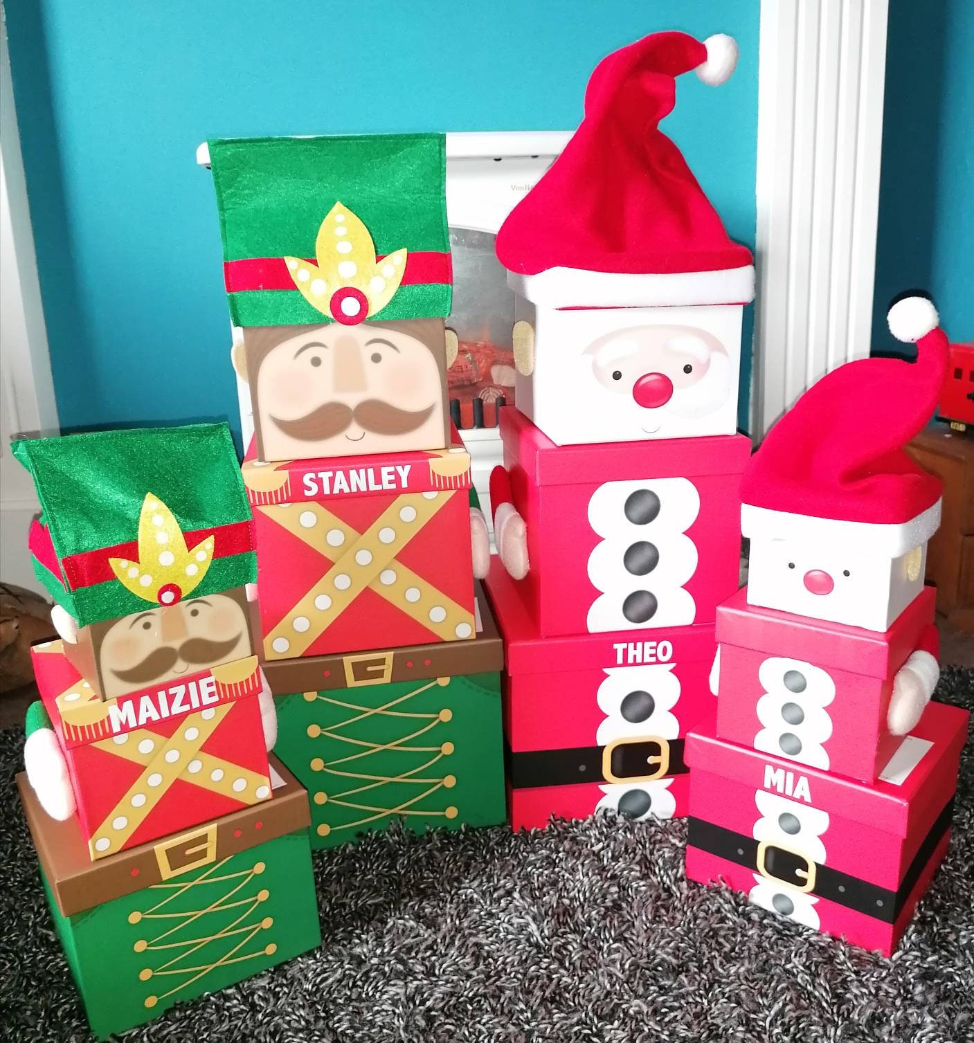 Personalised XL Stacking Christmas boxes / Christmas Eve boxes Etsy
