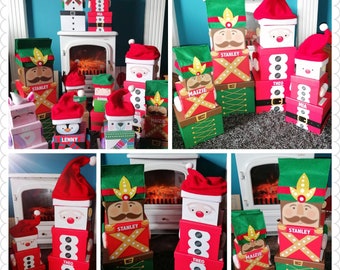 VINTAGE PECK SET OF 2 LARGE SOLDIER & SNOWMAN XMAS GIFT BOXES 4.5 X 4.5 X 12.5 VINTAGE PECK SET OF 2 LARGE SOLDIER & SNOWMAN XMAS GIFT BOXES 4.5 X 4.5 X 12.5