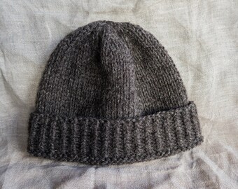 100% Shetland wool hand knitted hat - FOSSIL