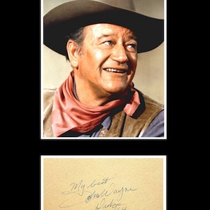 Extrêmement rare - John Wayne - Légende du cinéma - Autographe authentique signé à la main