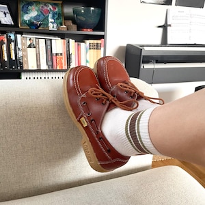 Vintage brown boat shoes in leather size 38.5 EU / 5.5 UK / 7.5 US