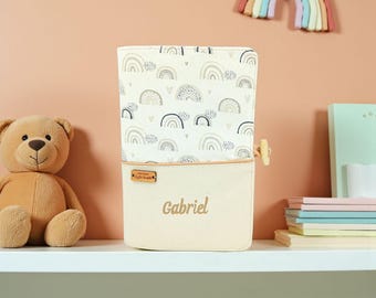 Personalized rainbow health record book cover with name