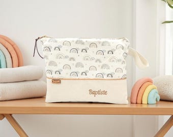 Customizable padded toiletry bag, personalized baby gift, rainbow toiletry bag, baby gift