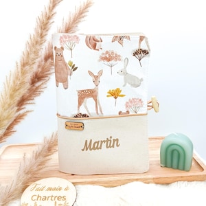 Funda personalizada para registro de salud de bebés, animales del bosque