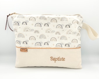 Children's toiletry bag customizable with first name, padded, personalized children's gift, personalized children's bag, rainbow