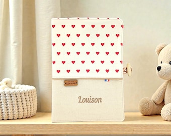 Personalized health record book cover with name and little hearts