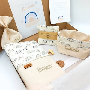 Regalo de nacimiento, caja de nacimiento de bebé personalizada, con nombre, arcoíris, regalo de bebé personalizado, regalo personalizado
