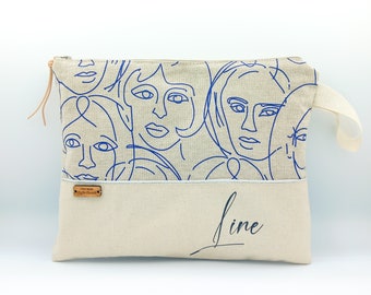 Customizable toiletry bag, fleece, personalized women's gift, personalized kit, faces, personalized gift
