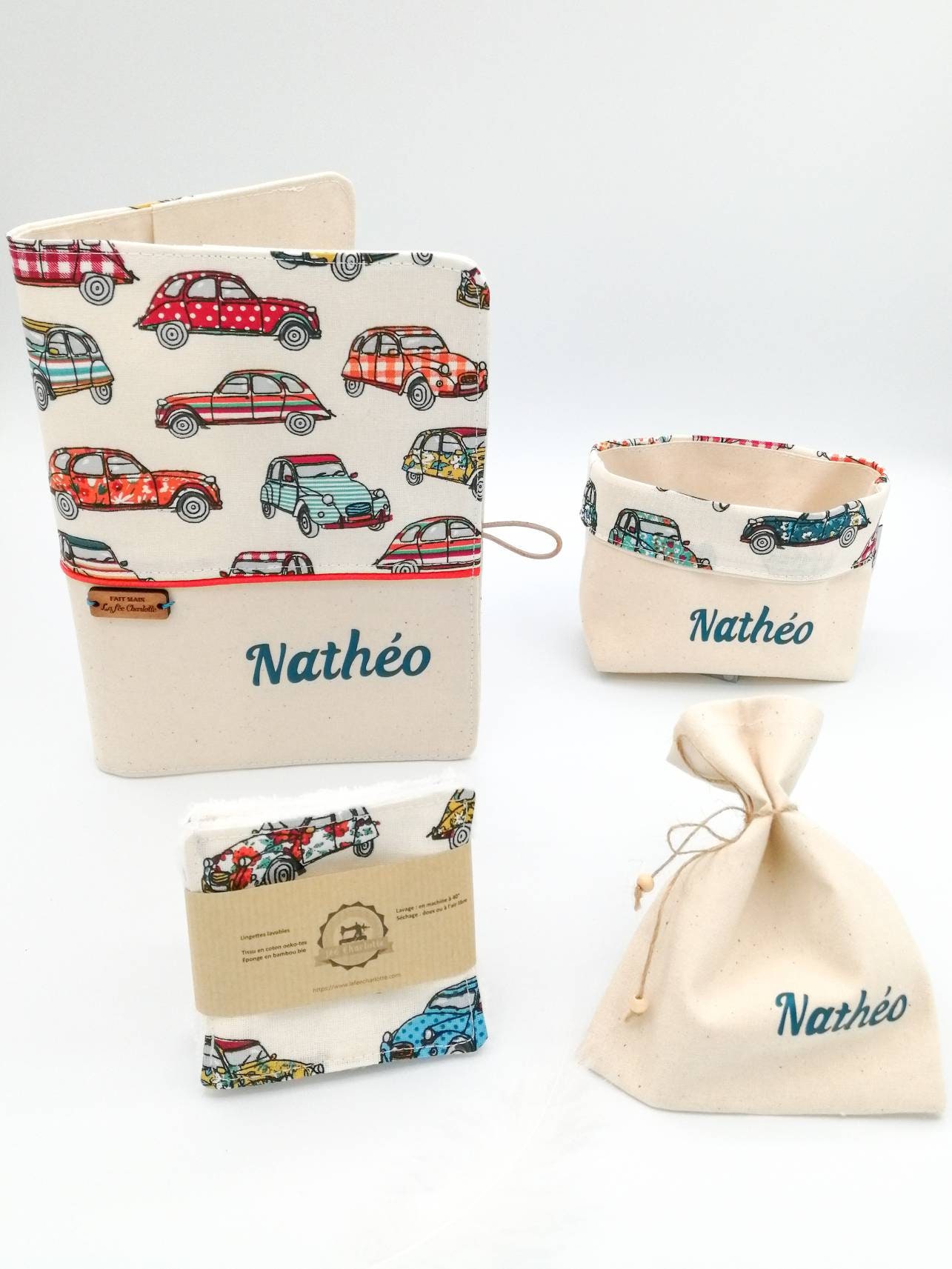 Personalized birth box for baby boy with first name, Citroën 2CV cars