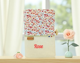 Personalized health record book cover with first name, romantic floral style, personalized Christmas gift for baby