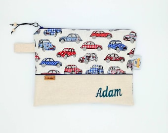 Personalized children's toiletry bag with first name, fleece, personalized children's gift, personalized children's kit, 2cv