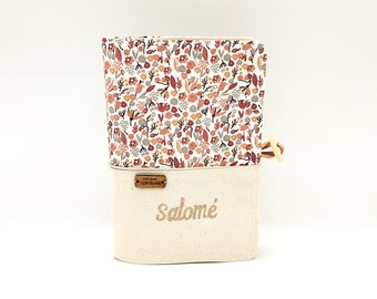 Protège carnet de santé personnalisé, petites fleurs liberty, cadeau bébé fille