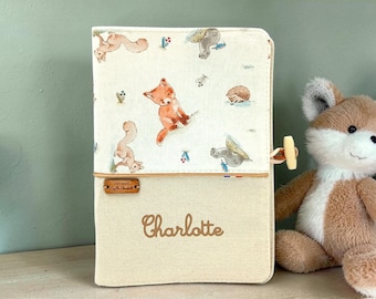 Personalized baby health record book cover - forest animals - Handmade health record book cover - Personalized baby gift