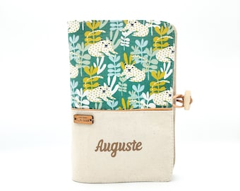Personalized health record cover, jungle theme with leopards