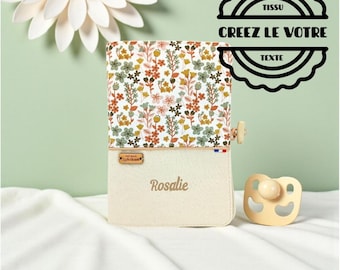 Floral fabric baby health record book cover - Personalized baby girl birth gift