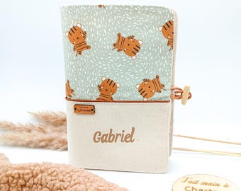 Personalized health record cover with jungle theme and tigers