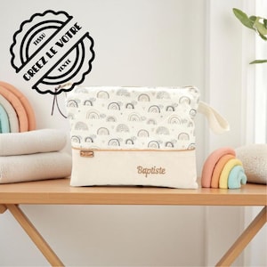 Beauty case imbottito personalizzabile, regalo personalizzato per neonati, beauty case arcobaleno, regalo per neonati
