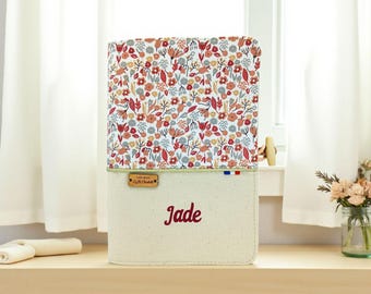 Personalized health record book cover with first name, floral, romantic liberty style, personalized Christmas gift for baby girl