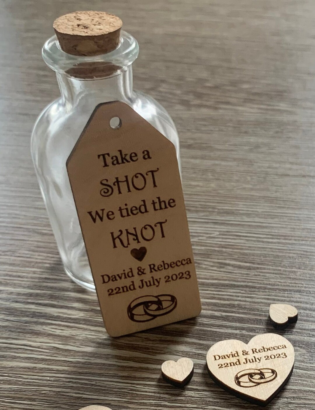 Wooden Take a Shot We Tied the Knot Tags, Wooden Labels, Wedding Favour ...