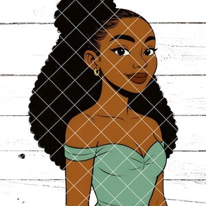 Stylish African American Woman Clipart Set | 2 PNG + JPEG Files | Black Girl Magic Art for Mugs, Planners, Tees, Notebooks, Calendars