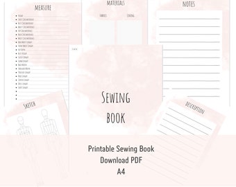 Sewing book  - printable PDF - A4 sewing schedule - Sewing planner