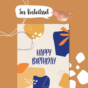 Kartenset Happy Birthday | 5 Postkarten | Geburtstagskarte | Grußkarte | Geburtstag