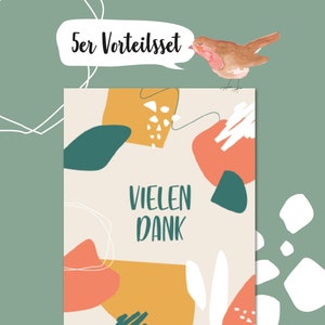 Kartenset Vielen Dank | 5 Postkarten | Danke | Grußkarte