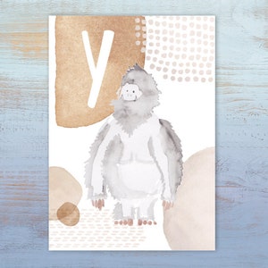 ABC-Karte "Y wie Yeti" | Buchstabenkarte | Postkarte A6 | Alphabet-Karte | Schulanfang | Namenskarte