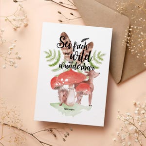 Postkarte „Frech, wild und wunderbar“ Grußkarte A6 Tiere Astrid Lindgren Zitat