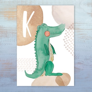 ABC-Karte "K wie Krokodil" | Buchstabenkarte | Postkarte A6 | Alphabet-Karte | Schulanfang | Namenskarte