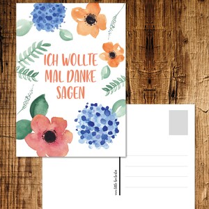 Carte de vœux "Je voulais dire merci" Carte postale A6 Aquarelle Carte de remerciement image 2